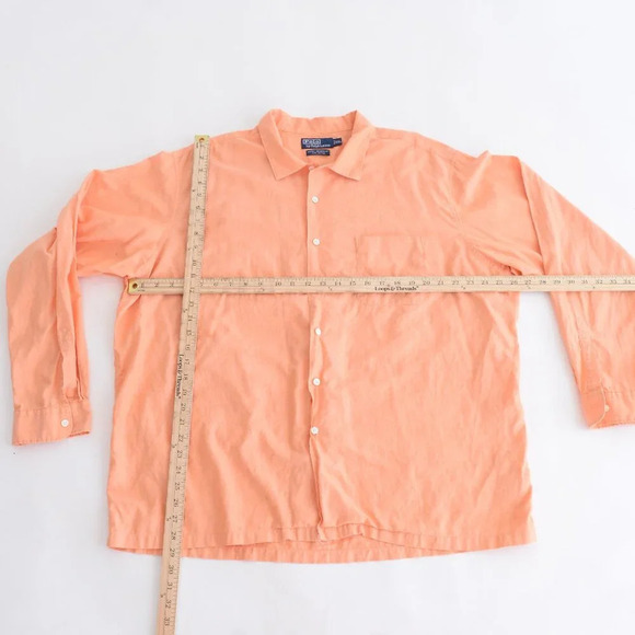 90S Polo By Ralph Lauren Orange Artist Workshirt 100% Cotton Button  Down Shirt - Picture 2 of 10